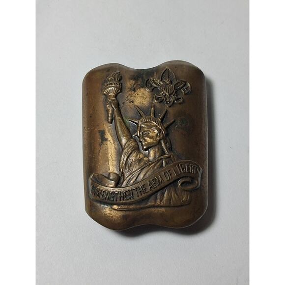 Boy Scout 1949-51 Strengthen the Arm of Liberty Slide Bronze - Picture 1 of 3